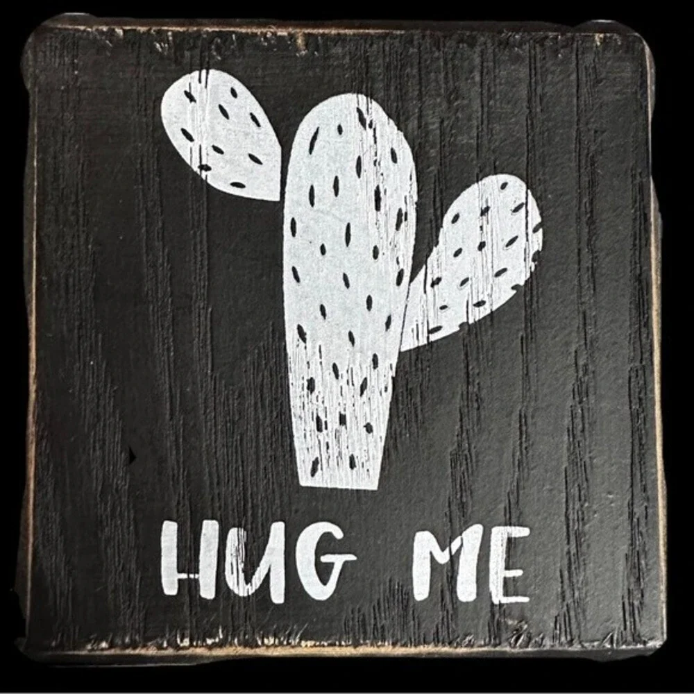 Rustic Wooden Inspirational Fun Saying‎ Block Desk Home Decor Sign